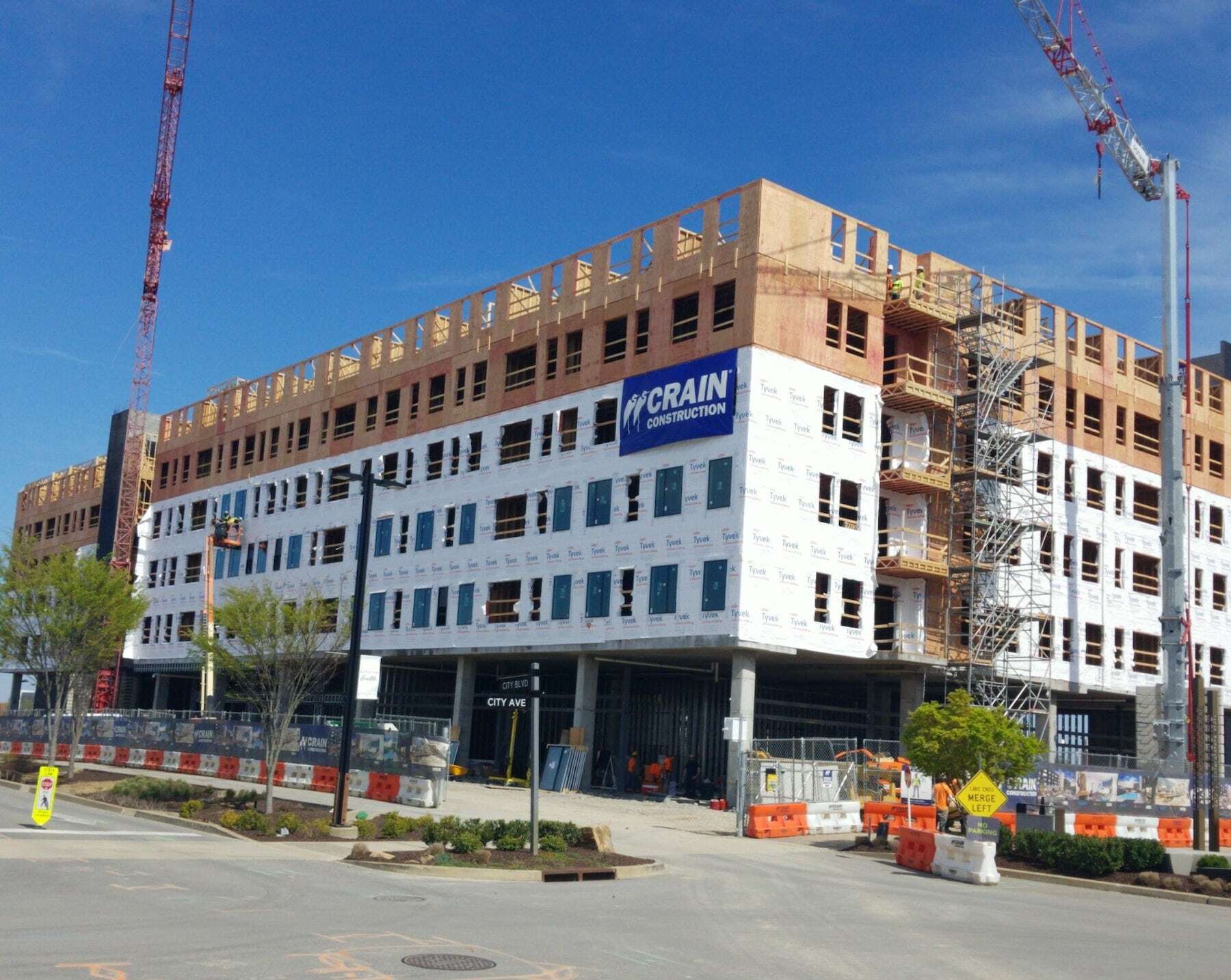 Element Onecity building under construction with crains out front.