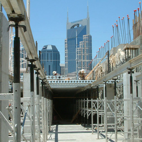 The Nashville skyline featuring the batman building.