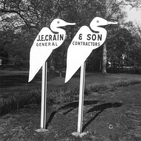 Black and White Vintage Crain Construction Sign