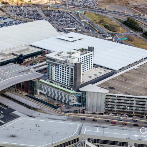 Aerial view of commercial construction