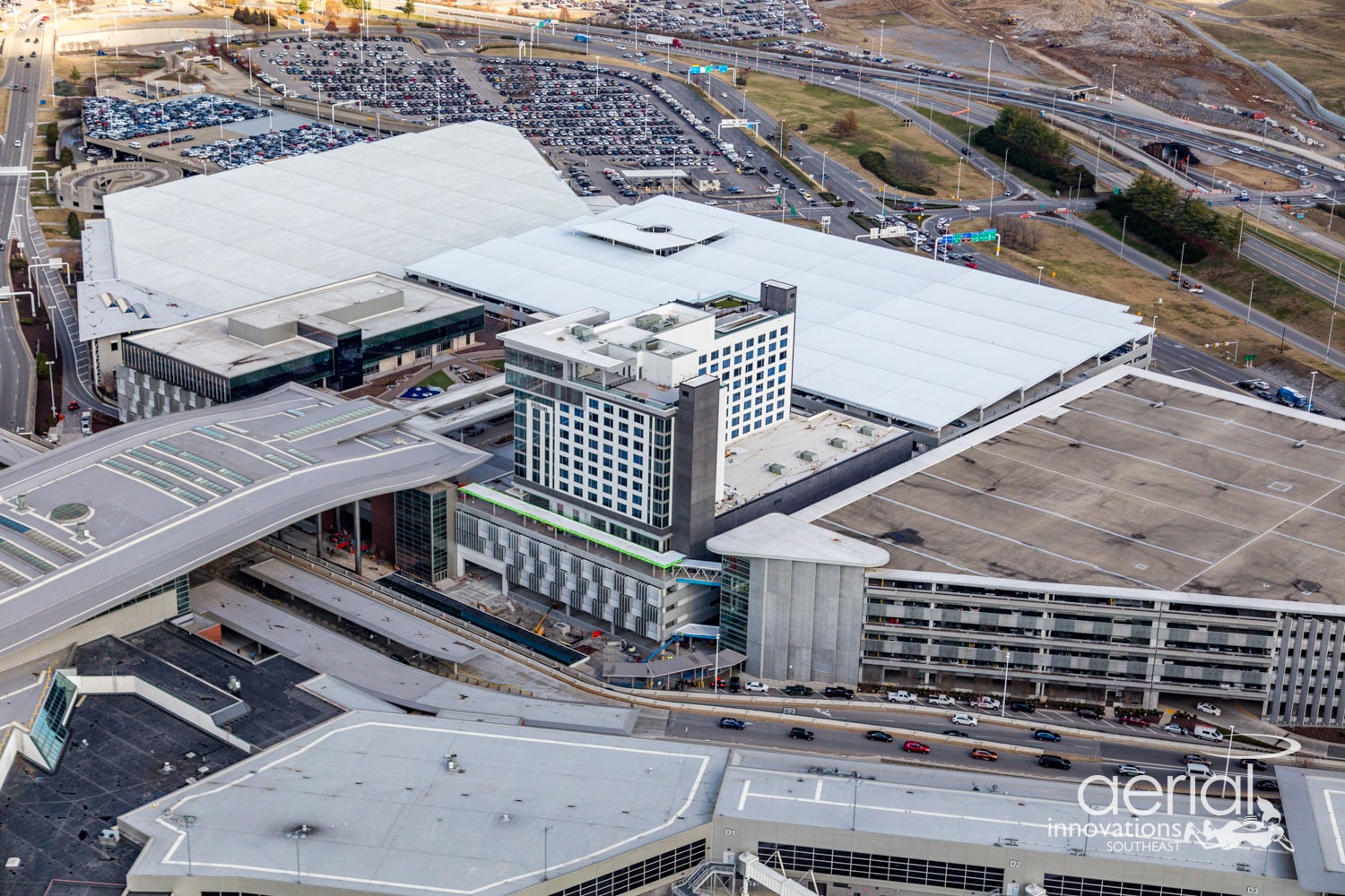 Aerial view of commercial construction