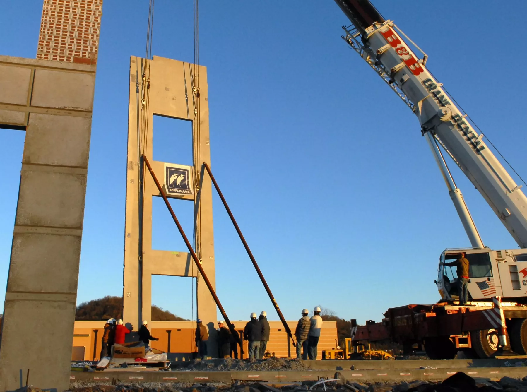 panel lift on a commercial construction site